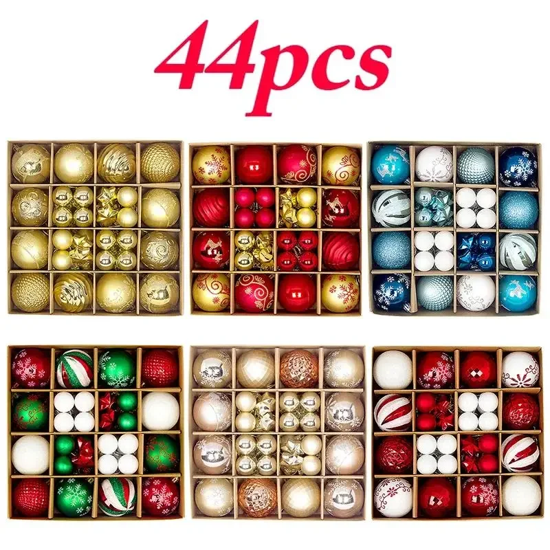 

44Pcs Christmas Ball Ornament Set Xmas Tree Hanging Pendant Merry Christmas Decoration for Home 2024 Navidad New Year Party Gift