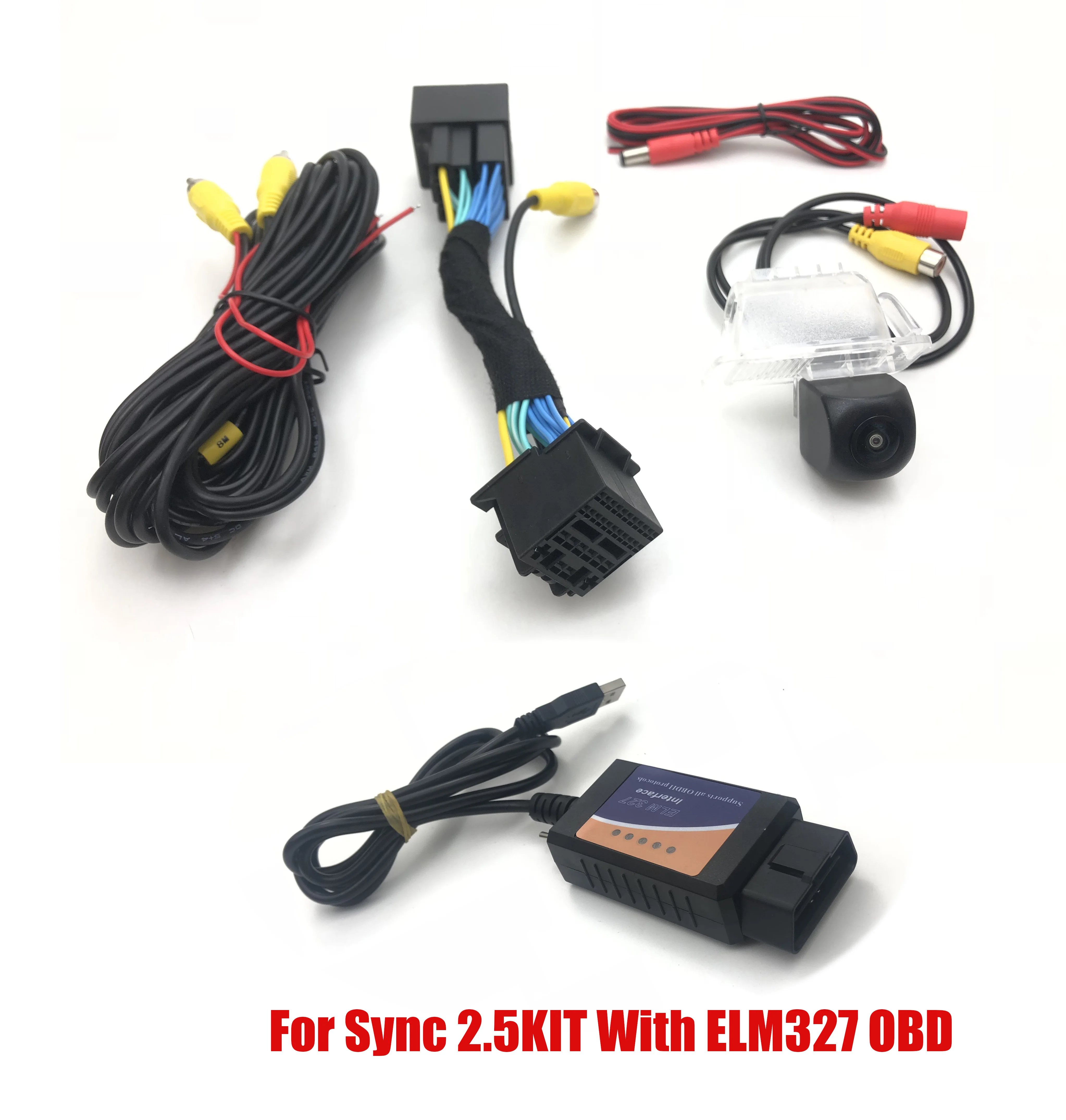 VKAUTO Achteruitrijcamera Voor Ford Custom Transit Mk8 Met Sync 3 2018 ~ Adapter Kabel Backup Parkeren Achteruitrijcamera kit CCD HD