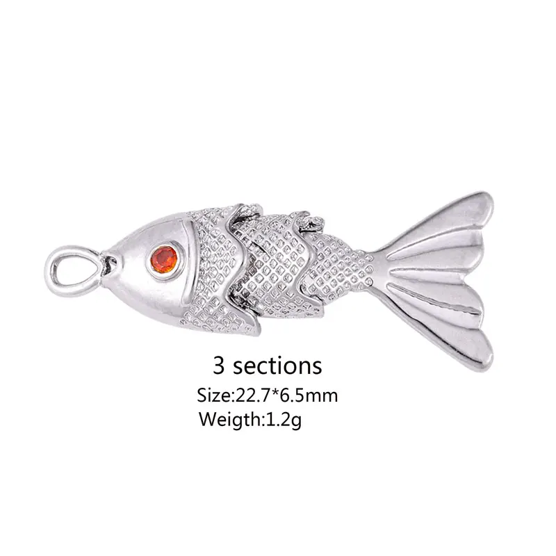 JUYA Gold Silver Tone Articulated Fish Charm Connector Koi Fish Pendant Jewelry Findings DIY Bracelet Necklace Making Accessorie view 4