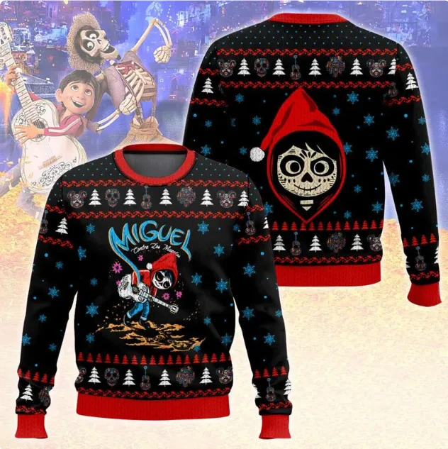Disney Coco suéter feo 3D divertido jersey de fiesta de vacaciones invierno cálido acogedor suéter de talla grande para hombres mujeres regalo de Navidad 2026