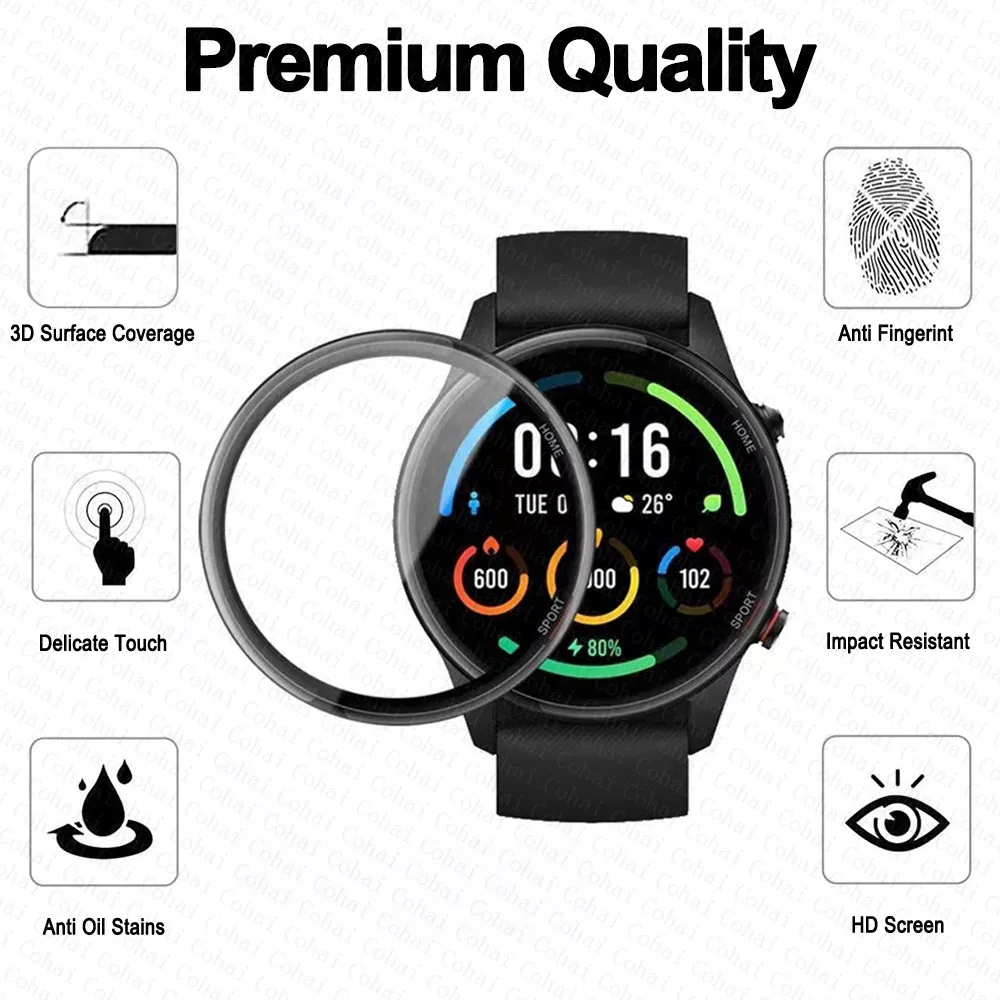 20D โค้งป้องกันฟิล์มสำหรับ Xiaomi Mi สีกีฬา Edition สมาร์ทนาฬิกา Global Version ป้องกันหน้าจอไม่ใช่แก้ว