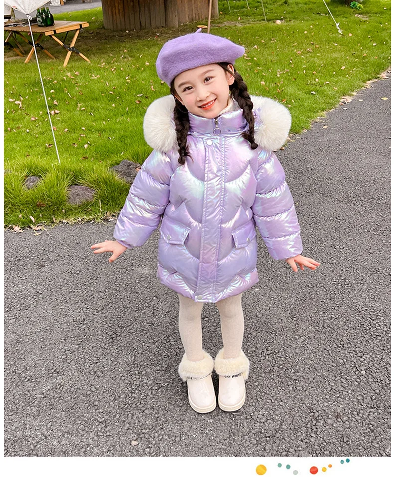 2-10 Jahre Winter-Mädchenjacke mit süßen Flügeln, warmem Pelzkragen, Prinzessinnenmantel mit Kapuze, Reißverschluss-Parka, Schneeanzug, winddichte Oberbekleidung – Detail 8