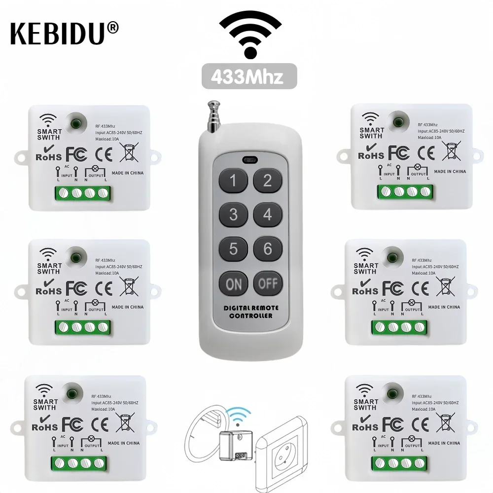 

Mini Wireless Smart Light Switch with Remote Control 1000M Distance 433 Mhz RF Relay Receiver 220V Switch for Home Led Lamp Fan