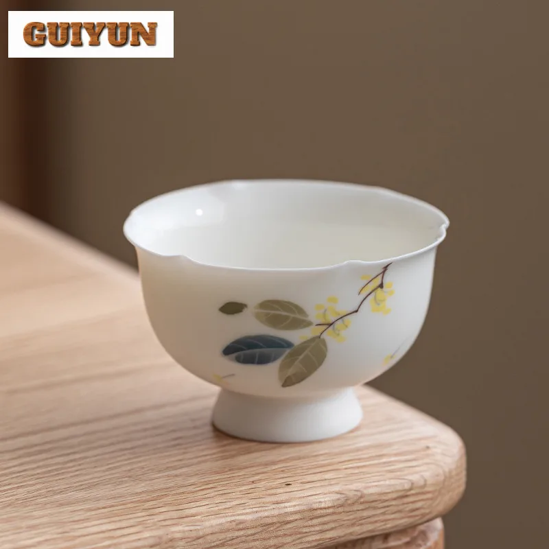 

2pc/lot Hand-painted Osmanthus Teacup Ancient Tea Bowl Jug Tea-tasting Meditation Cup Jianzhan Master Cups Chinese Tea Set 75ml