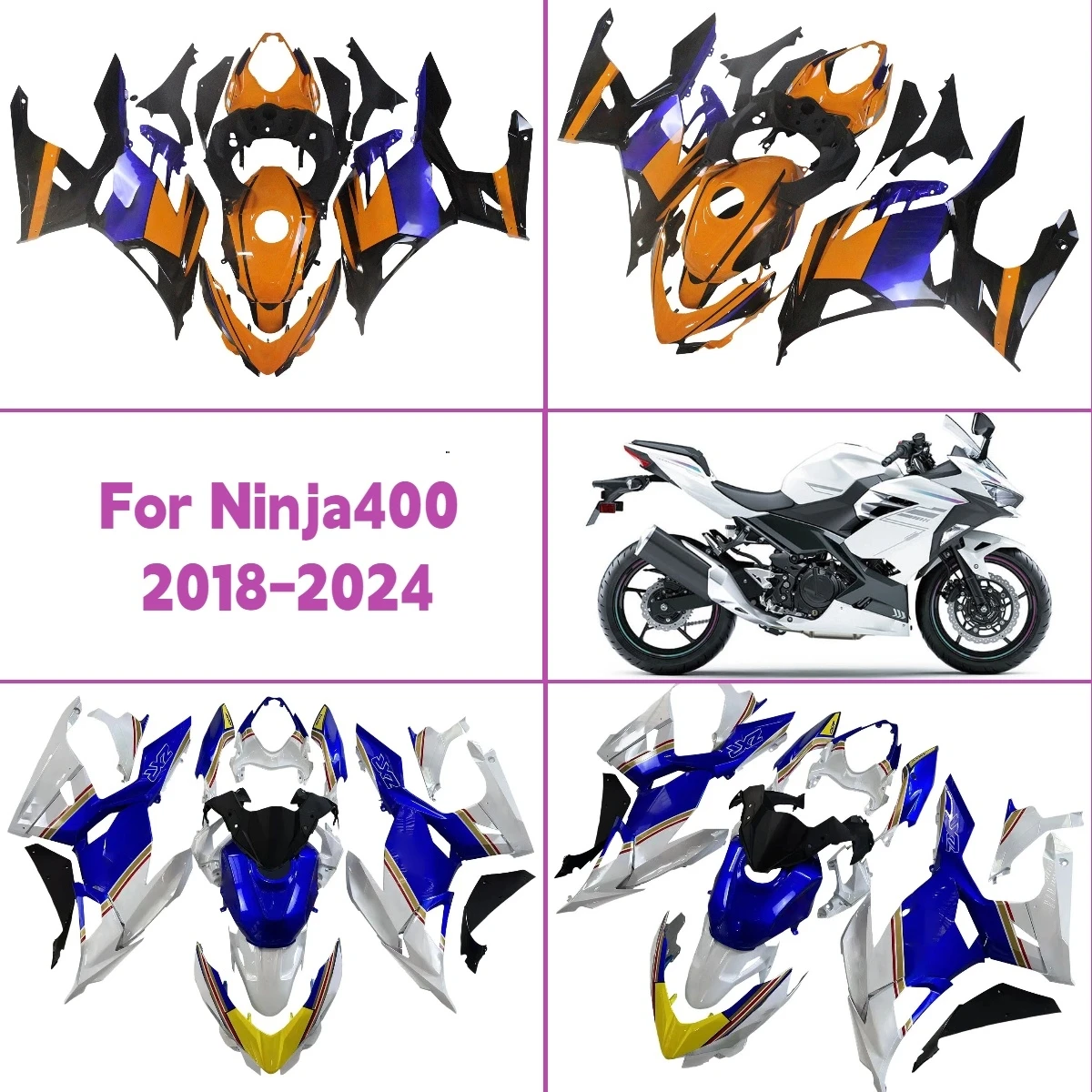 

Комплект обтекателей из АБС-пластика для мотоцикла Kawasaki Ninja 400 (2018-2024), модный дизайн, настраиваемый
