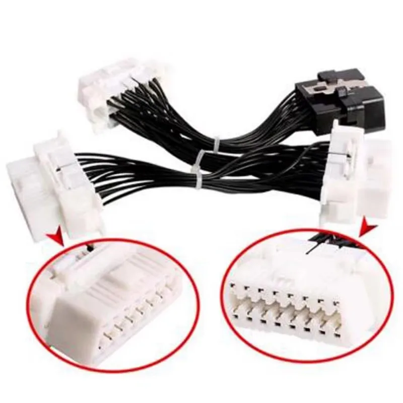 OBD2 Y-Splitter Extension Cable - 1 Male to 3 Female 16-Pin Connector for Diagnostic Scanners