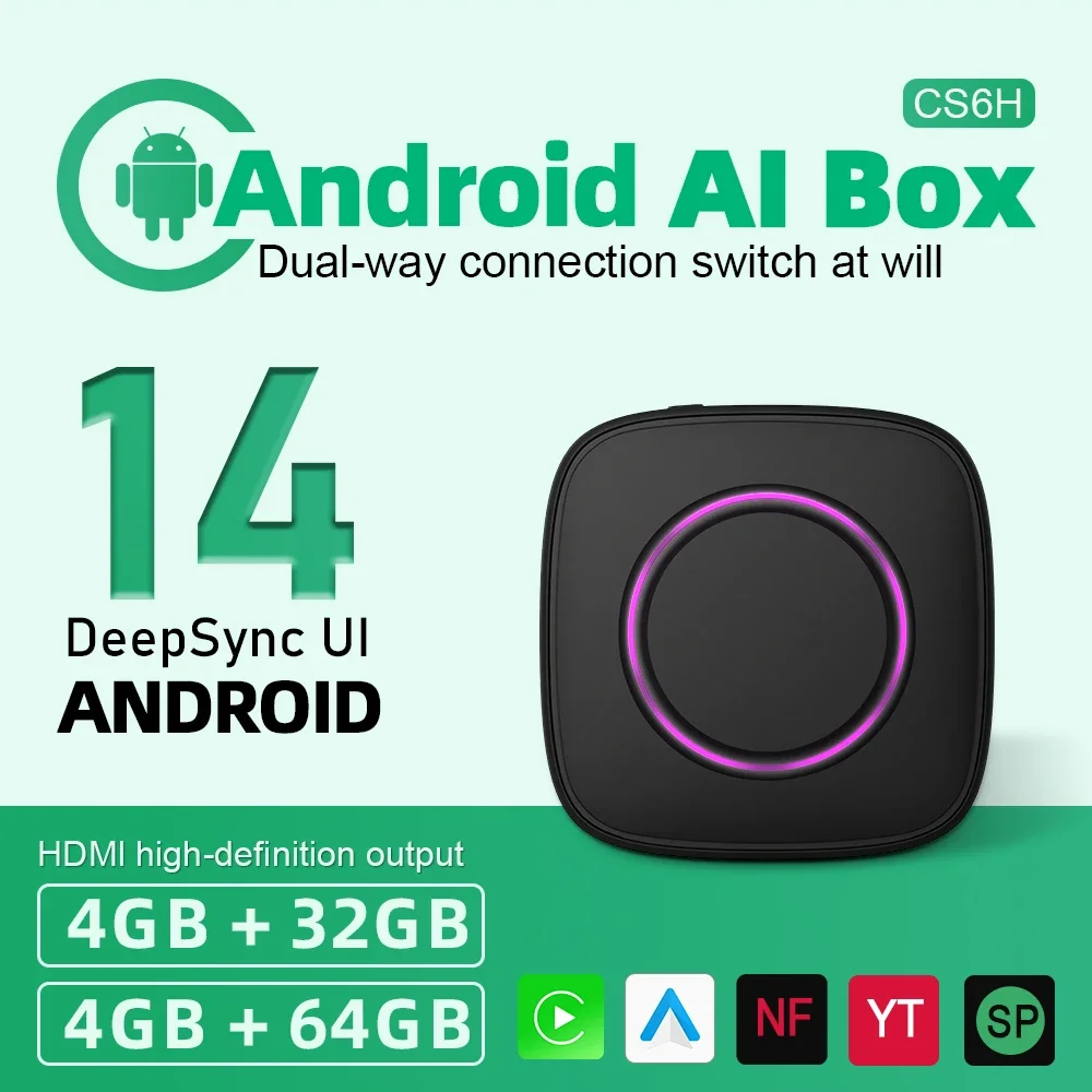 Wireless CarPlay Android Adapter TV Box Wired to Wireless Car Play Android Auto Adapter HDMI Video Streaming Box For OEM Car AI