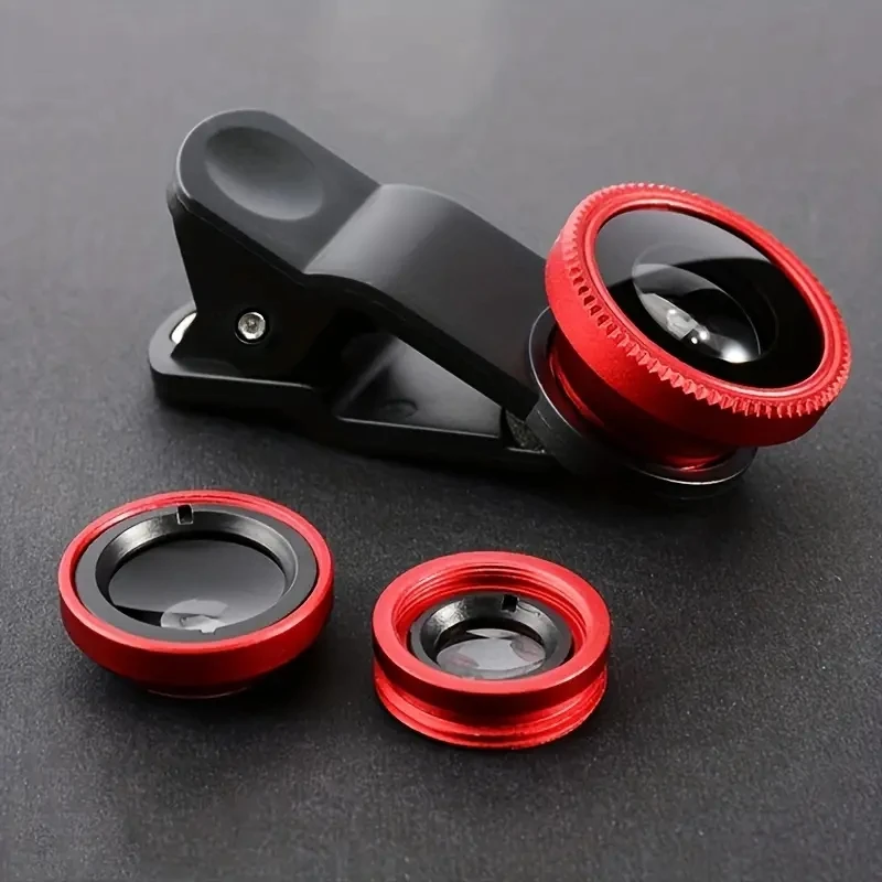 3in1 Fisheye Lens Wide Angle Micro Camera Lens for iPhone 14 13 3IN1 Zoom Fish Eye Len for Smartphone Lenses with Phone Clip