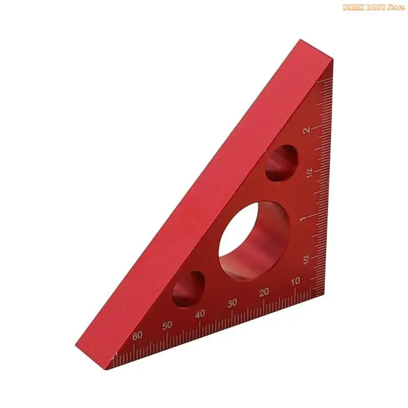 K1AE 45 Degree AluminumAlloy Angled Ruler, Metricand InchScale Rafters Layouts Carpenter Square Triangle Ruler Woodworking