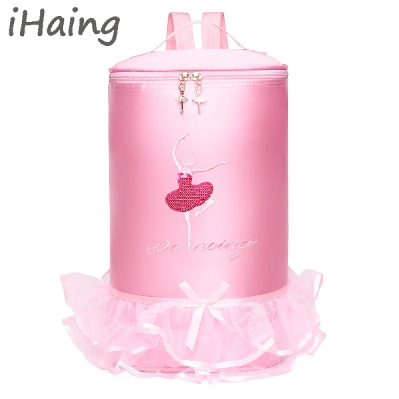 Ballet Dance Embroidery Handbag Bags Pink Kid Girls Ballet Sports Dance Girls Package Backpack Barrels Package Ballet Bag