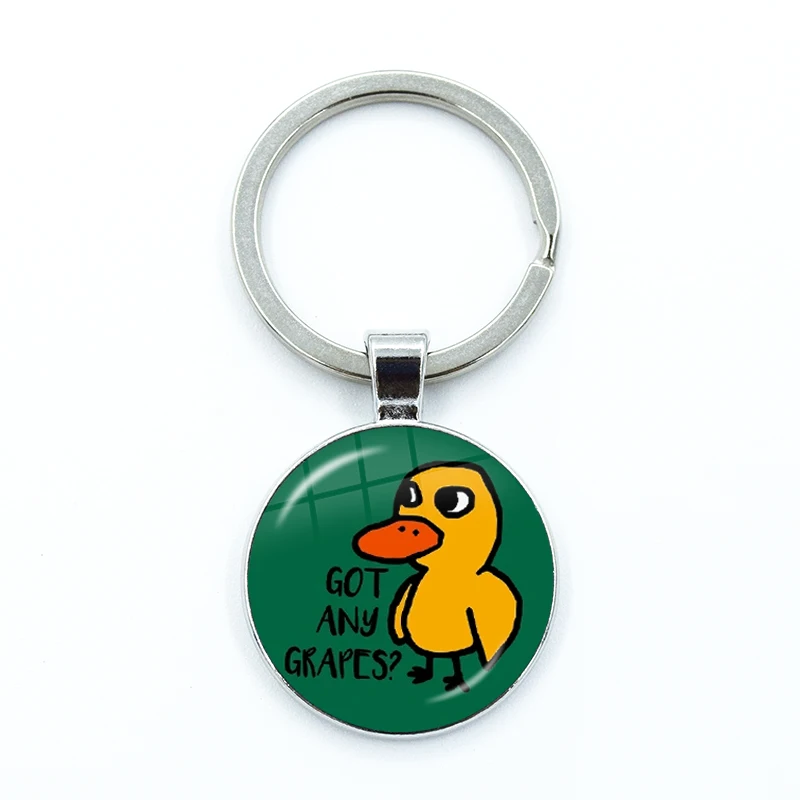 بطة مطبوعة الزجاج كابوشون كيرينغ ، سلاسل المفاتيح الكرتون ، الليمون الجليدي الطازج حصلت على أي العنب ، قصة مضحكة ، سحر البط للهدايا #3