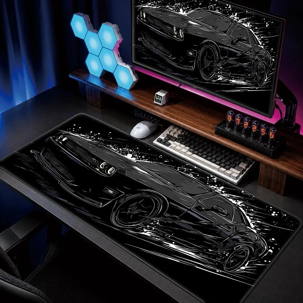 Personalized black sports car graffiti gaming mouse pad - durable and wear-resistant computer desk pad - for home office gaming