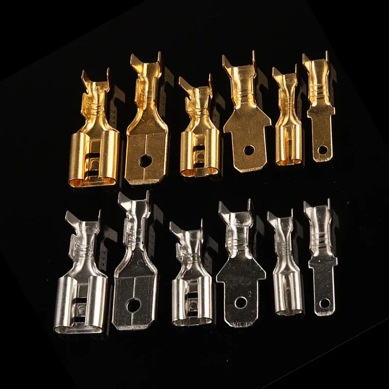 100 sets of 6.3 plug-in spring+sheath 0.4 thick female copper connectors, plug-in cold pressed terminal connectors