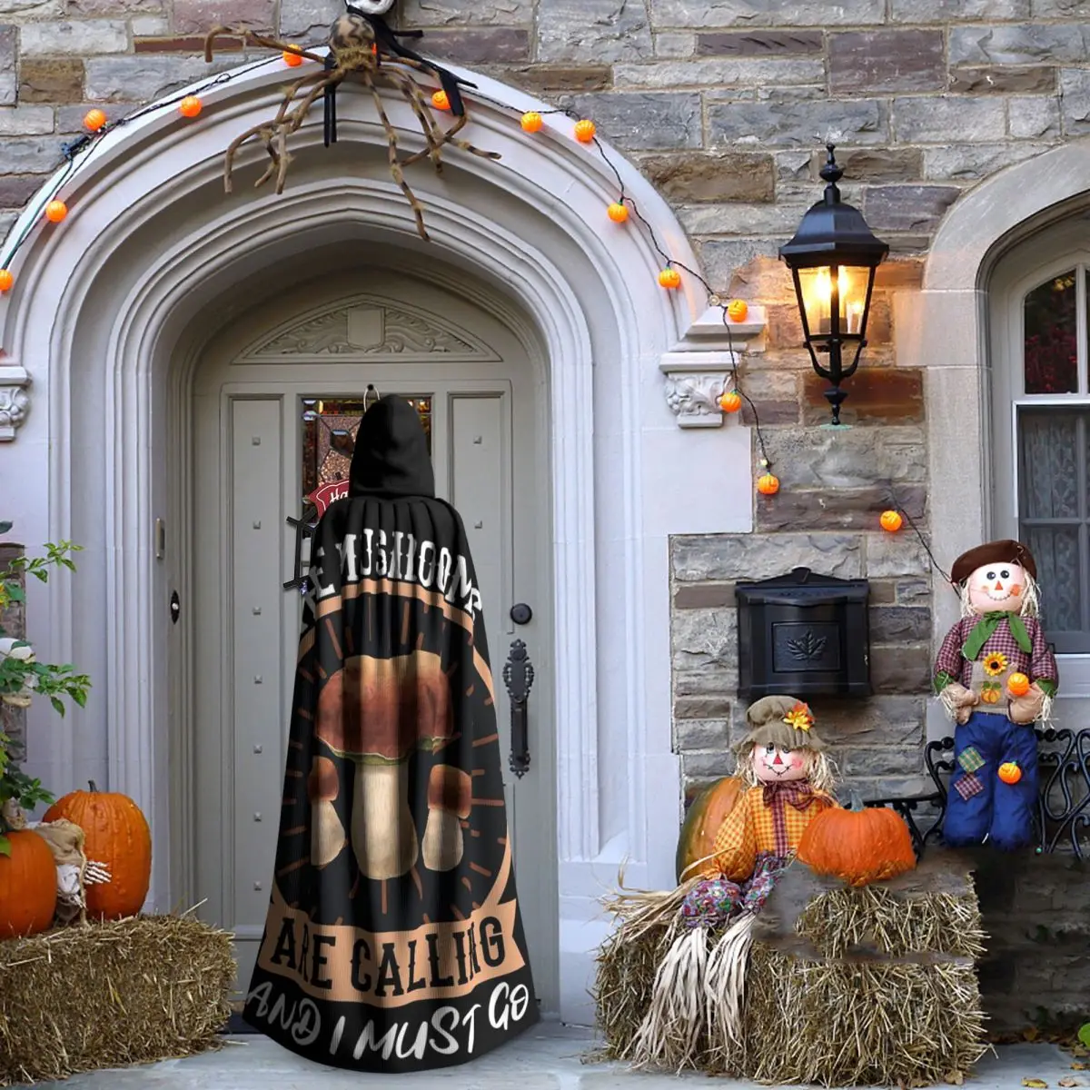 جمع الفطر منتقي الفطر الخنازير طويل مقنع عباءة الساحرة القرون الوسطى زي تأثيري كيب هالوين مصاص دماء للجنسين