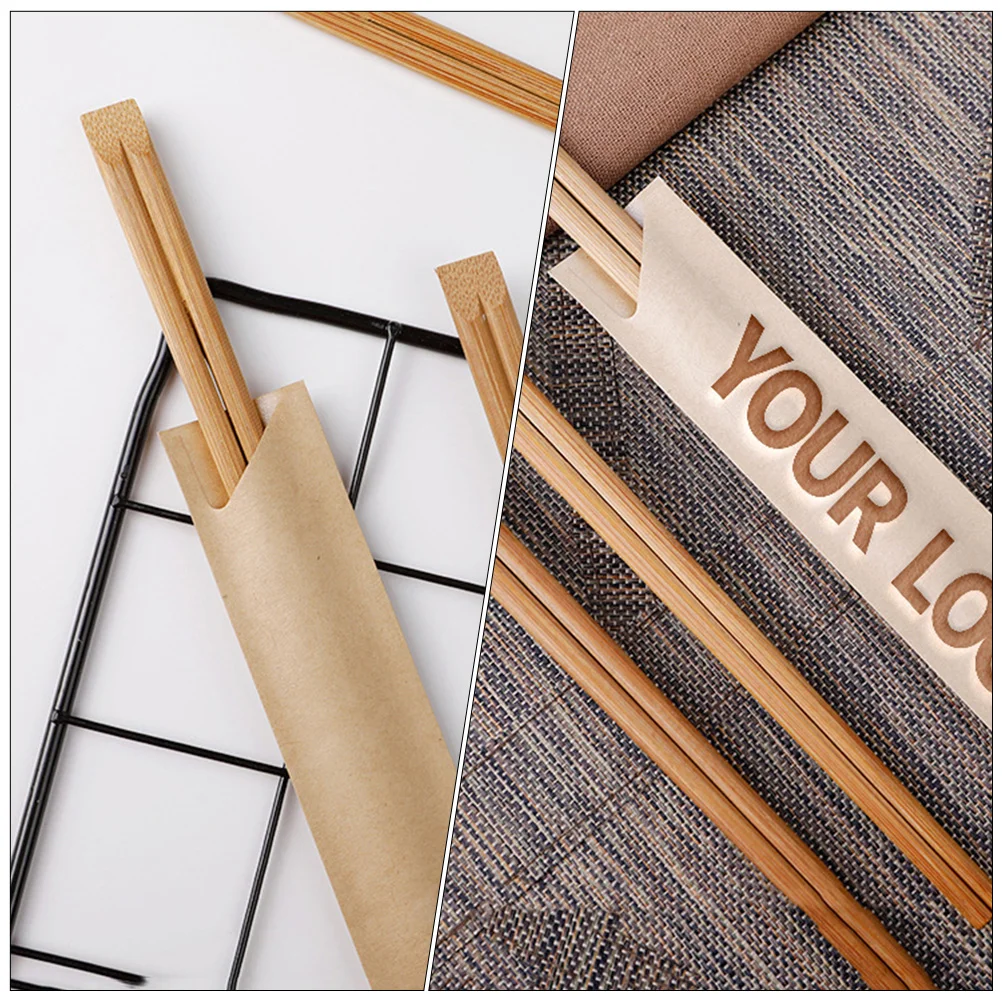 100 Pcs Cutlery Holder Chopsticks Set Serving Utensils Straw Carrying Bag Brown Kraft Paper Travel