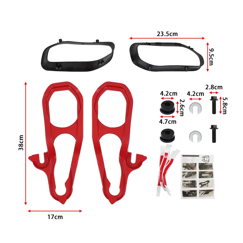 Front Tow Hooks Left & Right with Bumper Bezels Hardware Fit for Dodge Ram 1500 with 3.6L 5.7L Engine 19-23 Replaces 82215268AB