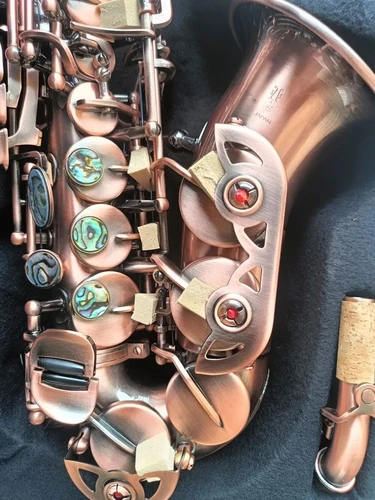 Neues gebogenes Sopransaxophon S-991, professionelles Saxophon aus rotem Antikkupfer