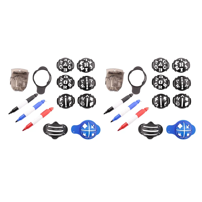 

A64T-2Set Маркер для мяча для гольфа, ручки с цветными линиями, тройной пластиковый набор инструментов для выравнивания мяча для гольфа, черный