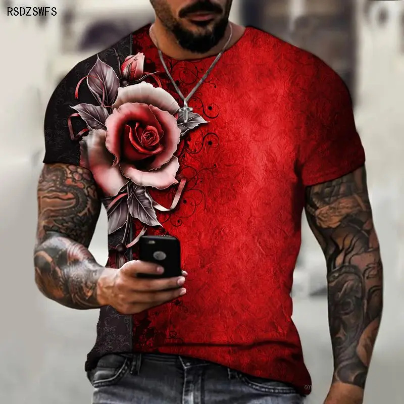 Creative Art Men's Fashion Trend Round Neck Short Sleeve Top 3D Three-dimensional Oversized T-shirt Street Jersey