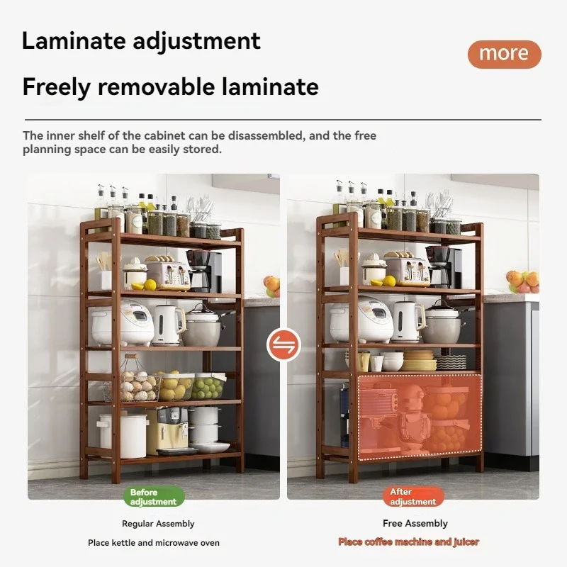 Kitchen shelf, floor standing multi-layer product collection, household pot seasoning shelf, fruit and vegetable bowl and dish s image 4