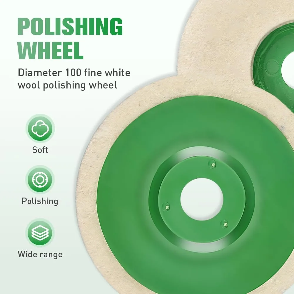 Disco per lucidatura con patta in feltro di lana, cuscinetti per lucidatura in lana composita aggiornati 2025, kit abrasivo per smerigliatrice angolare 100 per M