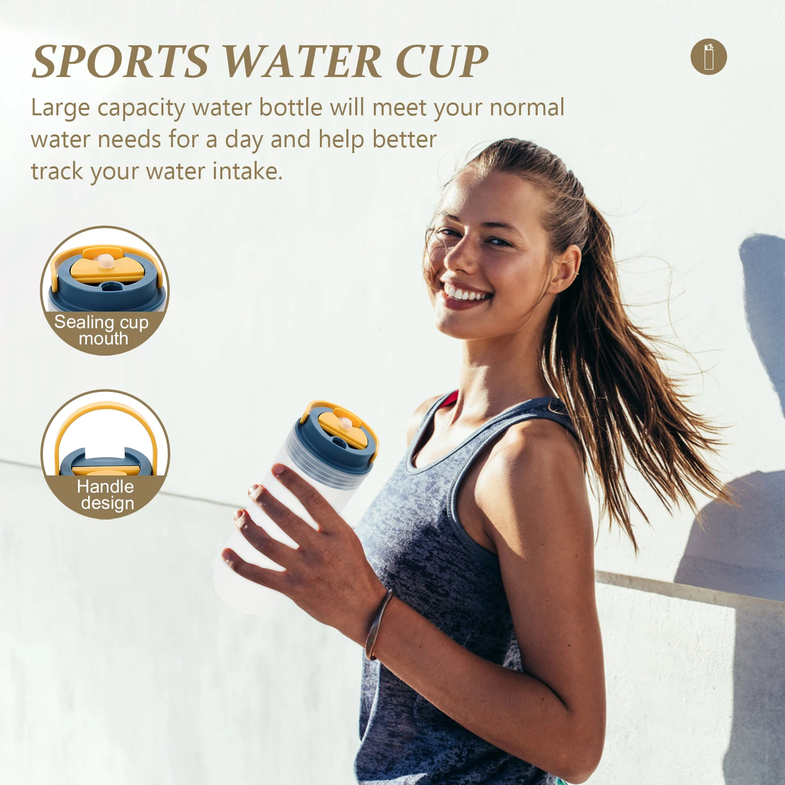 

Large Capacity Sport Water Bottle Creative Design Portable Gym School Daily Activities Plastic Material