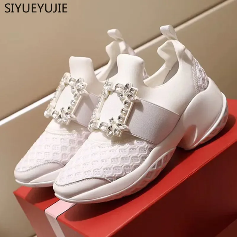 

Chunky Sneakers Women Fashion Square Buckle Crystal Mesh Shoes Flat Platform Sneakers Sneakers For Women Zapatos De Mujer 2024