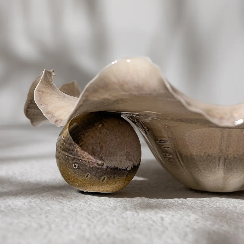 زخرفة طبق فاكهة سيراميك صيني جديد، خزانة مشروبات لغرفة المعيشة، ديكور منزلي ناعم، تخزين مزجج مصنوع يدويًا #5