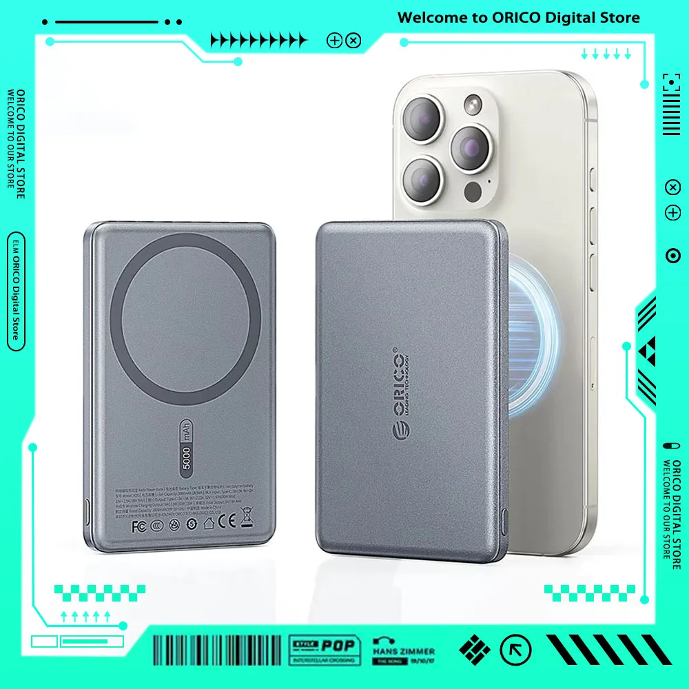 ORICO Kada Magnetic Power Bank 10000mAh PD22.5W Wireless Powerbank Slim Charge Pal Portable Quick Charge Battery Charger.
