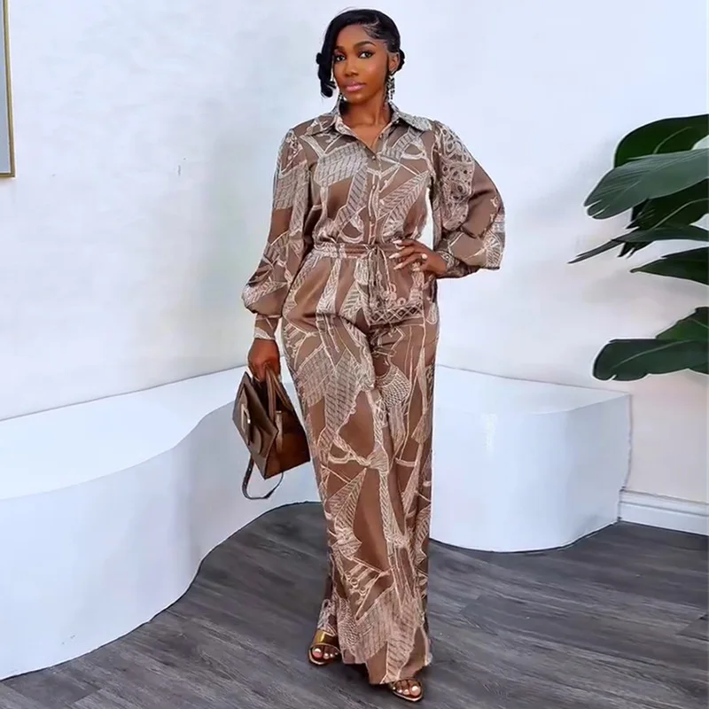 

New fashion loose lantern sleeve shirt top high waist trousers suit simple and versatile temperament elegant holiday style high-