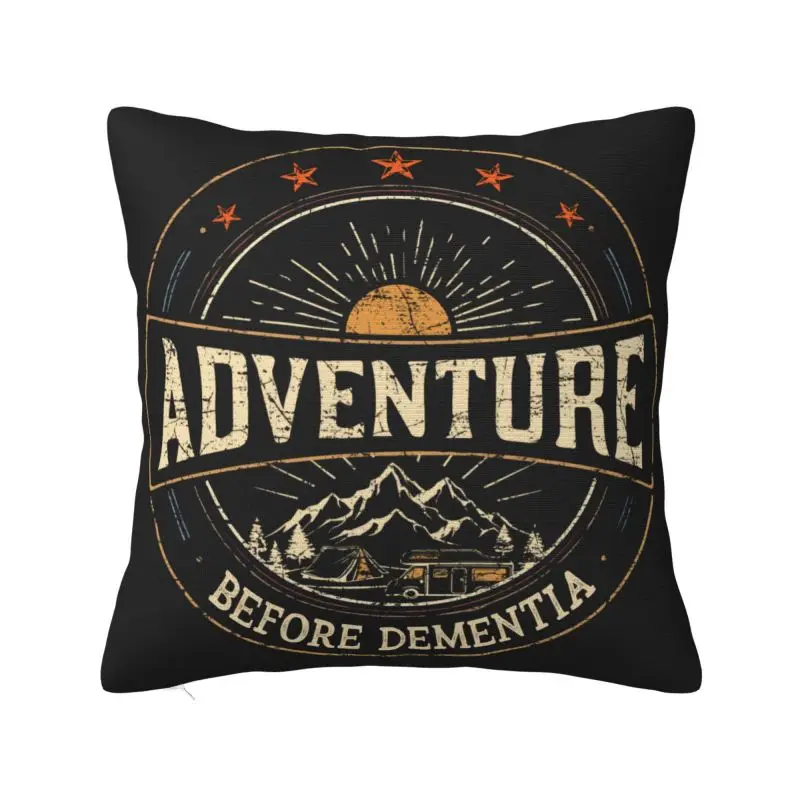 Adventure Camper Travel Cushion Covers Polyester Mountain Travel Pillow Case for Sofa Square Pillowcase Living Room Decoration