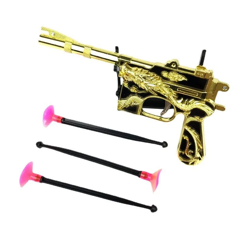 15CMのかわいい金龍合金吸盤マウザー銃のおもちゃ、子供向けアニメゲーム周辺機器、シューター機能付き誕生日プレゼント