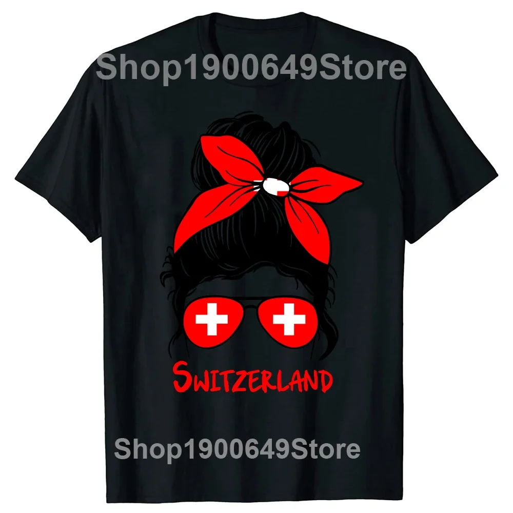 Funny Swiss Switzerland Girl Flag T Shirts Tee Tops Round Neck Short-Sleeve Fashion Tshirt Clothing Casual Basic T-shirts