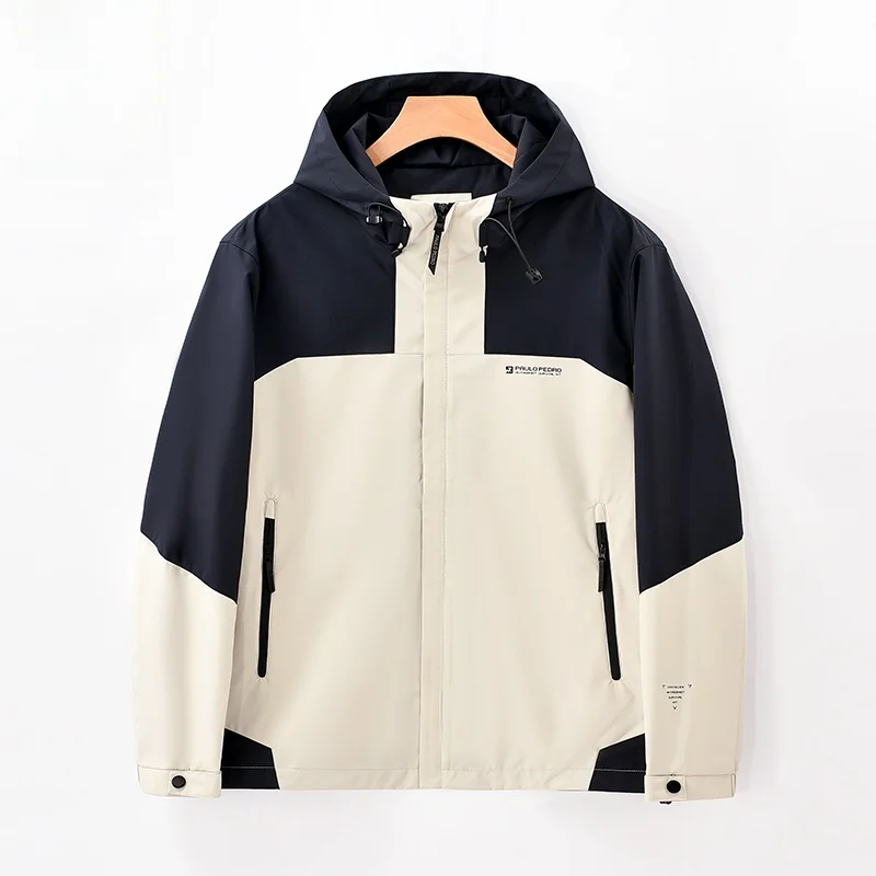 

Paulo Pedro 2025 Spring Collection Men's Long Sve Hooded Jaet ort Outerwear Tee-Proof RBEA52050 Polyester Fiber Comm...