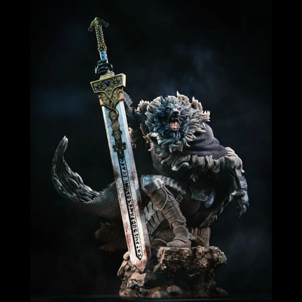 1PC Big Size 3D Pinted Resin Blank Model Half-Wolf Blaidd Shadow Knight 3D-printed Figurines DIY Coloring Self-assembly Crafts
