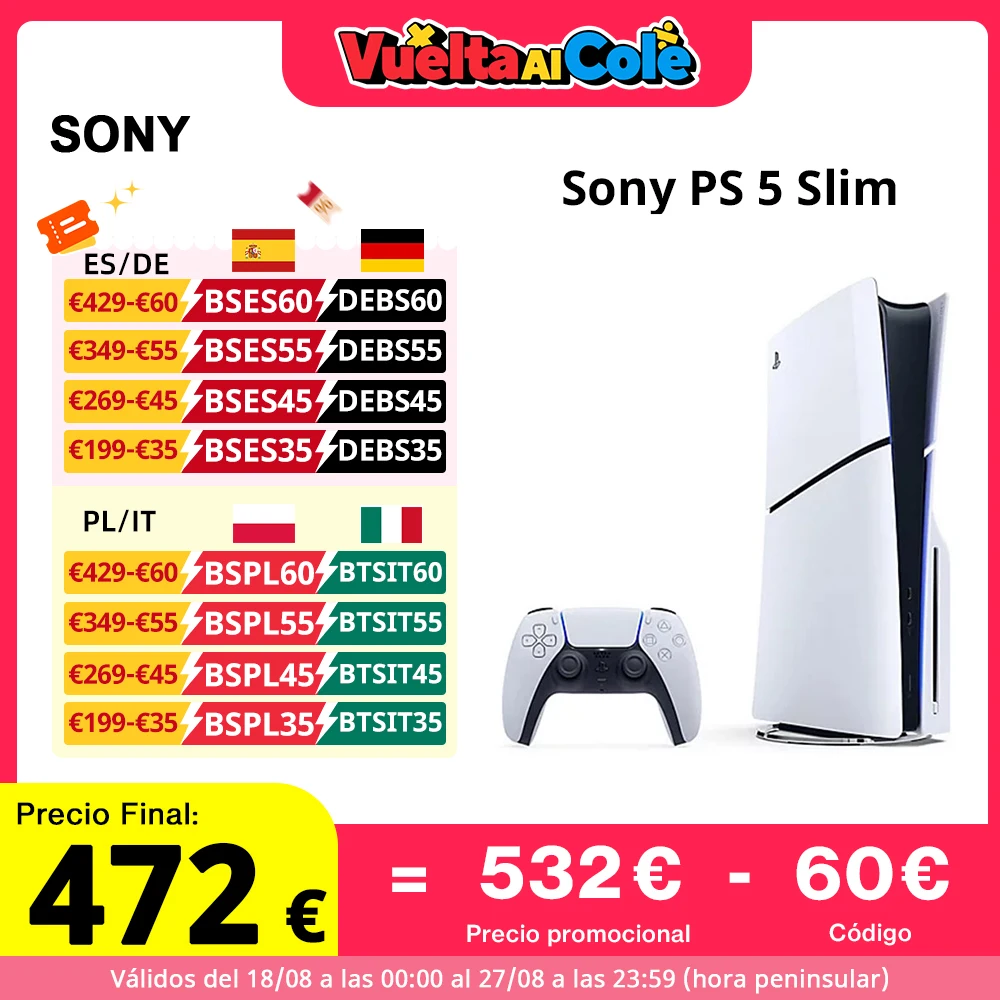 Image of Sony PlayStation 5 Slim PS5 Slim Model Group - Console per videogiochi Slim Ultra High Speed SSD Ray Tracing 4K TV Gaming Slim Design cod004