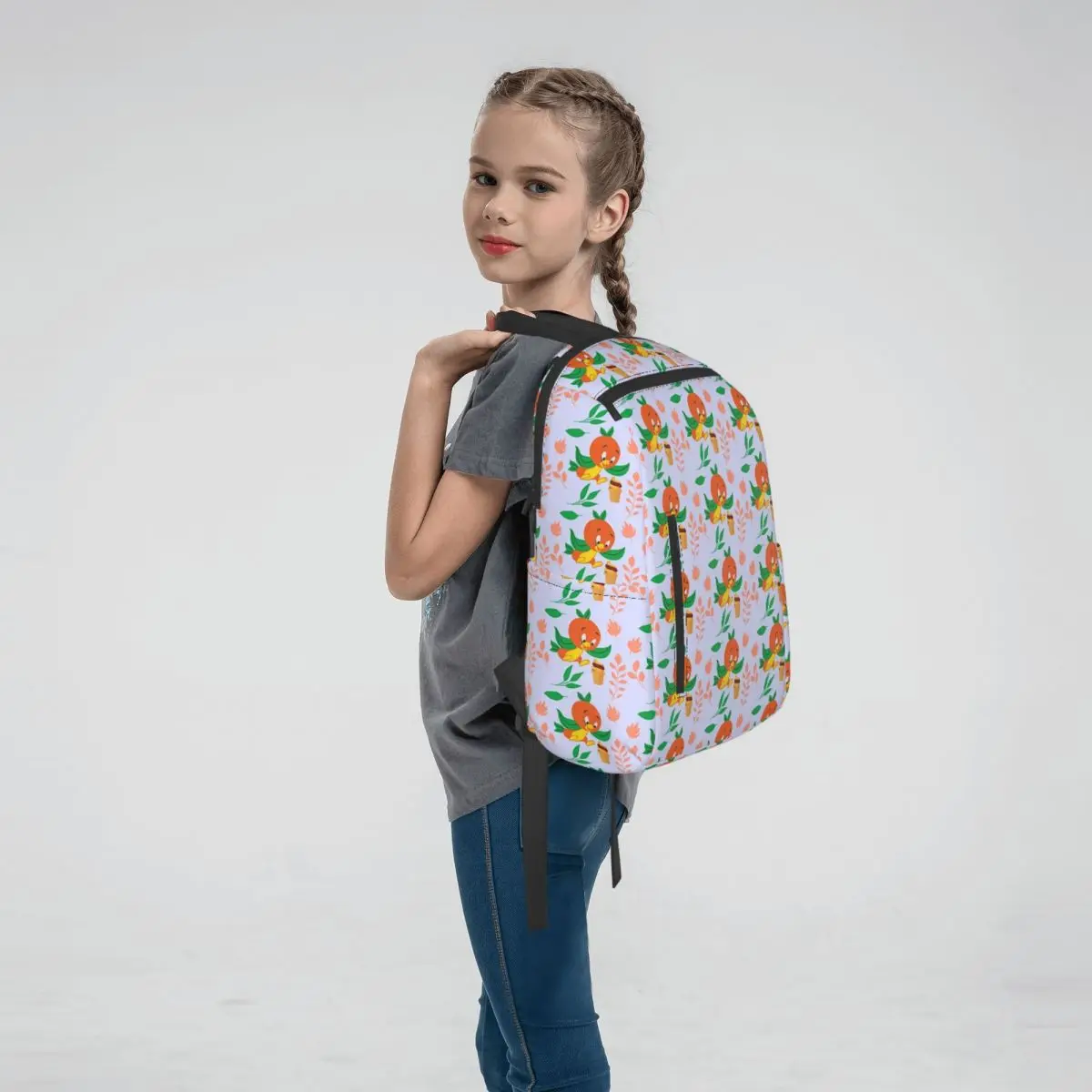 Orange Bird And Citrus Swirl Backpack Daypack Boys Girls BookBag School Bag Shoulder Bags for Men Women