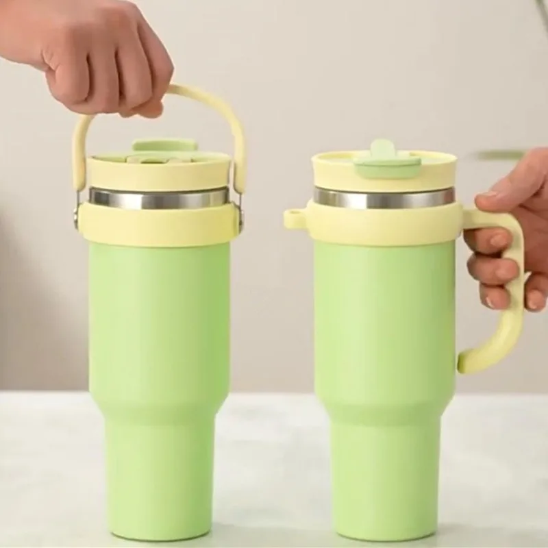 

2025 New 304 Stainless Steel Double Drink Ice King Cup with Leak-proof Foldable Straw Lid for
