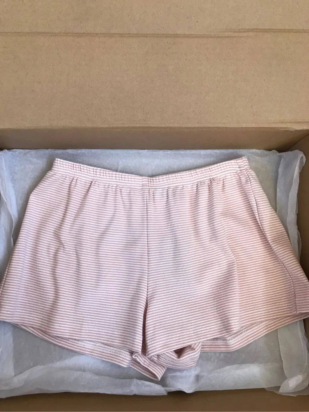 New Pink Striped T-shirt Shorts Set Woman Slash Neck Slim Crop Top+Elastic Waist Straight Sweatshorts Cotton Sweet 2 Piece Sets