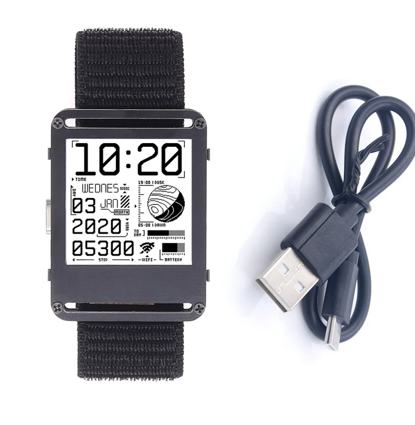 1PCS ESP32 Smart Watch ESP32 E-Watch TYPE-C WIFI Bluetooth Programmable Watch E-Paper Watch For arduino ESP32 Module Board diy