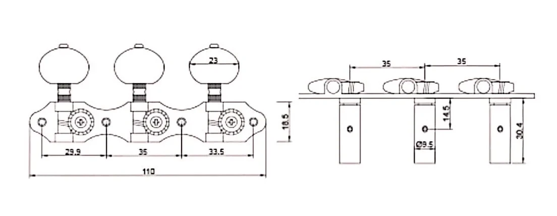 1 Set Stimmschlüssel für akustische klassische Gitarre, Stahlwirbel, Mechaniken, Gold – Detail 1