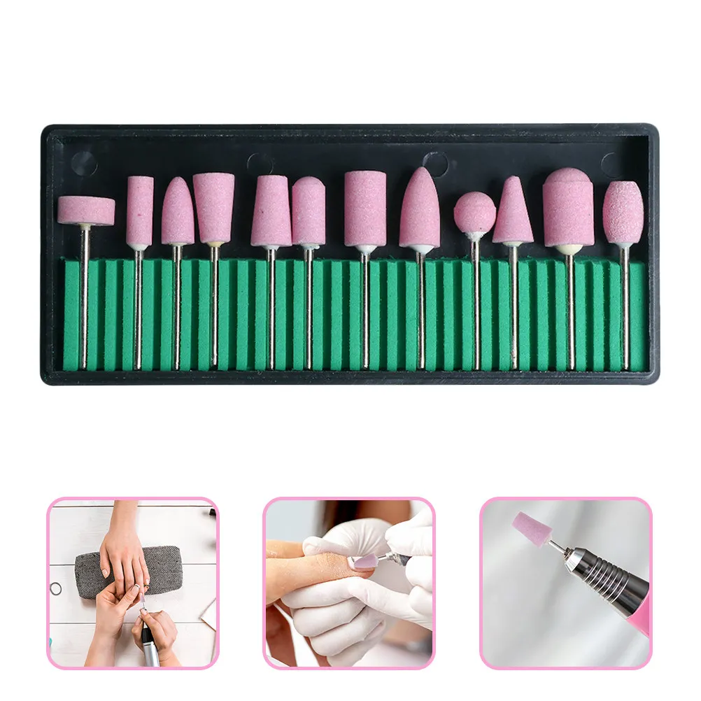 12Pcs Wool Felt Nail Polishing Heads for Uv Gel Acrylic Manicure Pedicure Buffing Smoothing Ridged Nails Sanding Grinding Tool