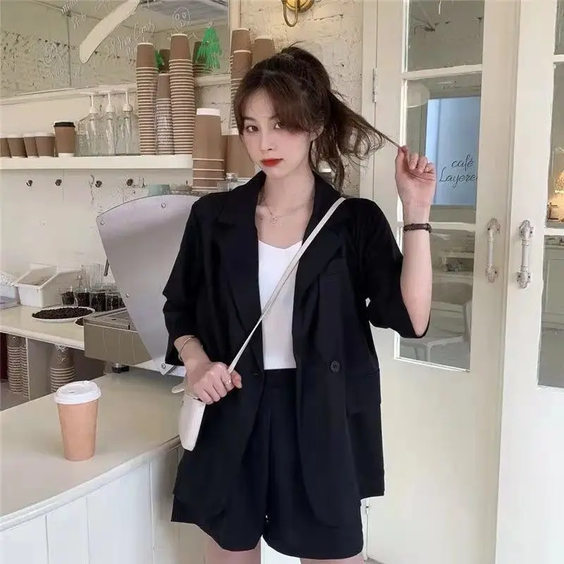 Blazers and Shorts Suits for Women Casual Summer Outfit 2024 Tailor Fashion Clothes Short Sleeve Womens Pants Set Stylish Trends