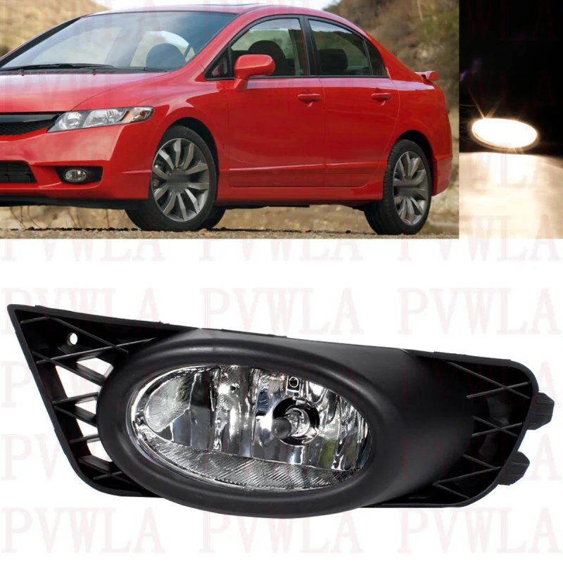 

Left Side Front Bumper Fog Lights Lamp With Halogen Bulbs and Grille Cover 33950-SNA-H51 For Honda Civic 4DOOR 2009 2010 2011