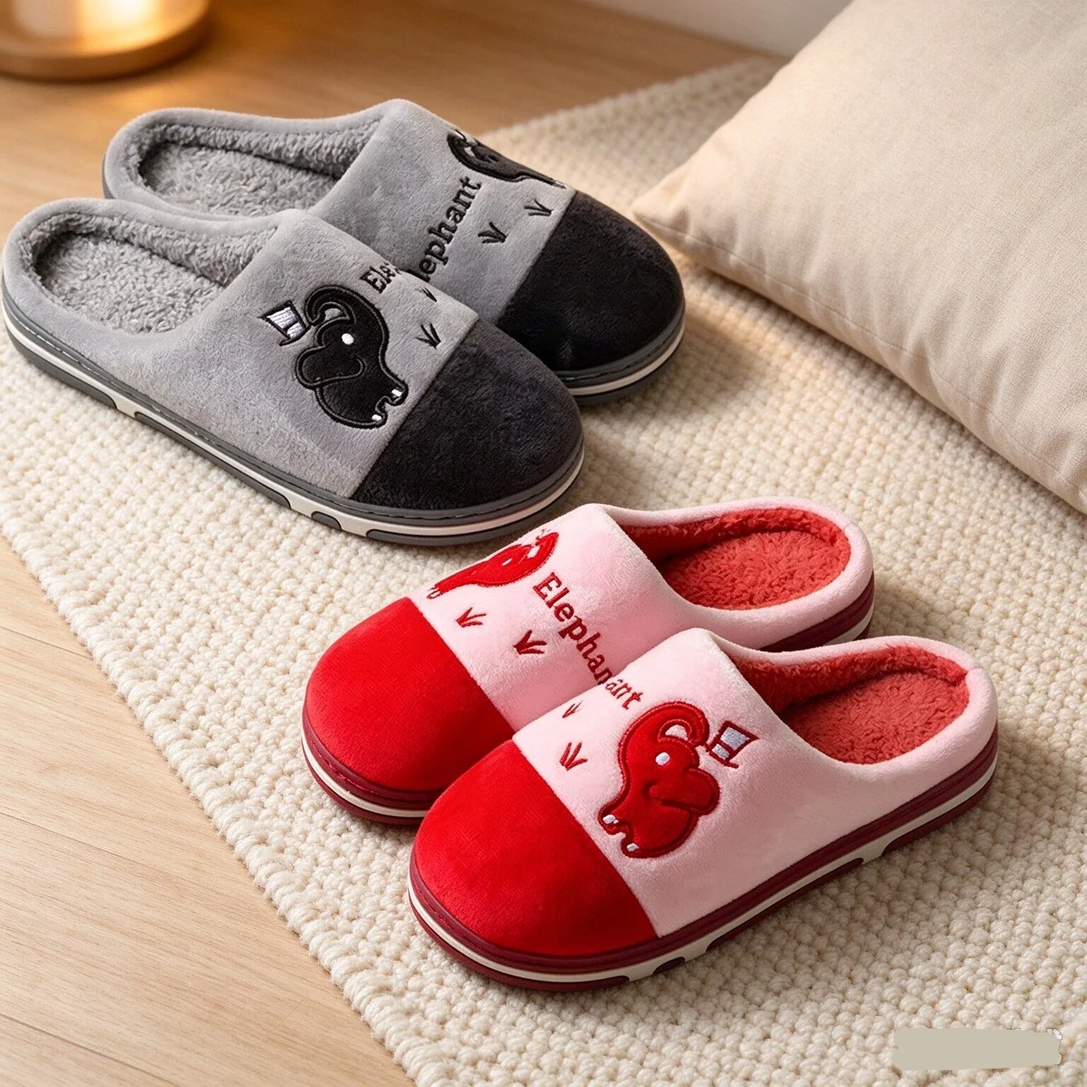 Thick Sole Home Indoor Outside Men And Women Couples Winter Household Warm Fluffy Slippers High Heels Plush Cotton Shoes Ladies