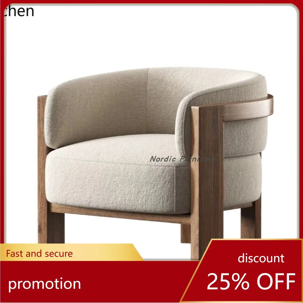 

CZ Solid Wood Single Sofa Chair Simple Modern Living Room Quality Leisure Chair