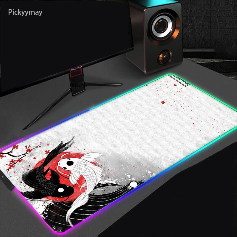 Een Stuk Rgb Muismat Grote Gaming Muismat Gamer Led Computer Muizen Pad Grote Muis Mat Anime Backlight Tapijt Toetsenbord bureau Mat