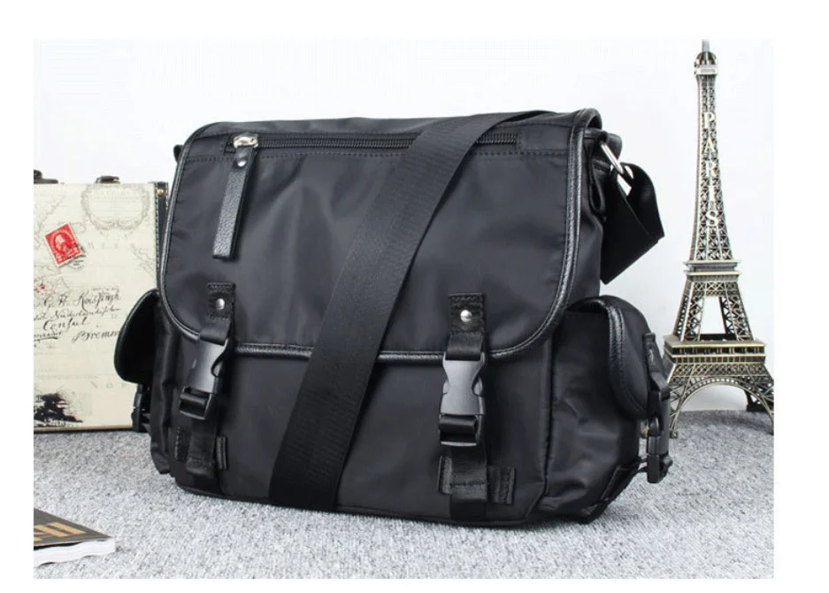 Men's Minimalist Large Capacity Water-Resistant Crossbody Bag Stylish Messenger Business Briefcase Single Shoulder Bag