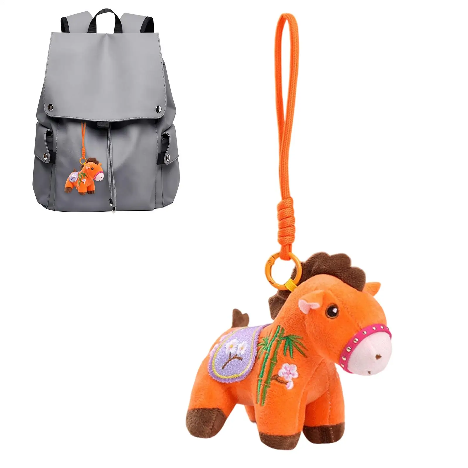 Paard sleutelhanger schattig pluche decoratie ornament 2026 gelukspaard jaar portemonnee charme knuffels nieuwjaar poppen voor rugzak nieuwjaar