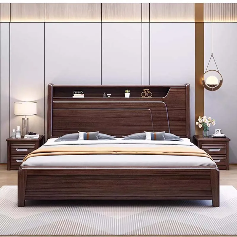 

Storage Queen Bedroom Double Bed Luxury High End European Headboard Twin Beds Modern Wooden Sleeping Camas De Casal Furniture